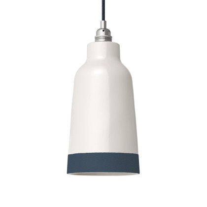 Two-tone ceramic Bottiglia lampshade, Materia collection - Made in Italy - Glossy white - Petrol