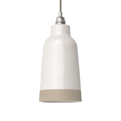 Two-tone ceramic Bottiglia lampshade, Materia collection - Made in Italy - Glossy white - Dove-Gray