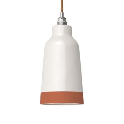 Two-tone ceramic Bottiglia lampshade, Materia collection - Made in Italy - Glossy white - Terracotta