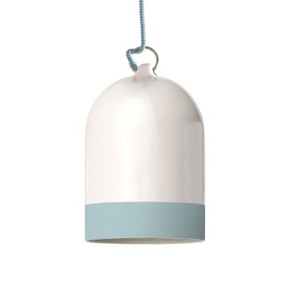 Campana Mini XS two-tone ceramic lampshade, Materia collection - Made in Italy - Glossy white - Light Blue