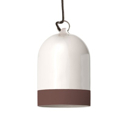 Campana Mini XS two-tone ceramic lampshade, Materia collection - Made in Italy - Glossy white - Brown