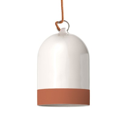 Campana Mini XS two-tone ceramic lampshade, Materia collection - Made in Italy - Glossy white - Terracotta