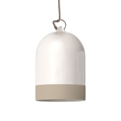 Campana Mini XS two-tone ceramic lampshade, Materia collection - Made in Italy - Glossy white - Dove-Gray