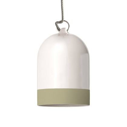 Campana Mini XS two-tone ceramic lampshade, Materia collection - Made in Italy - Glossy white - Sage green