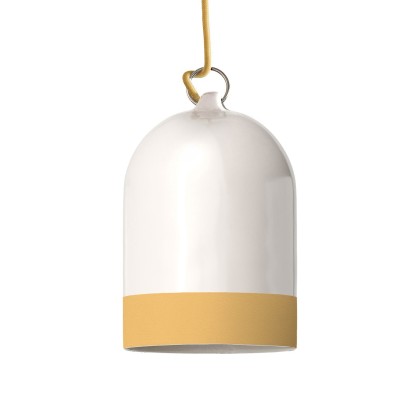 Campana Mini XS two-tone ceramic lampshade, Materia collection - Made in Italy - Glossy white - Yellow