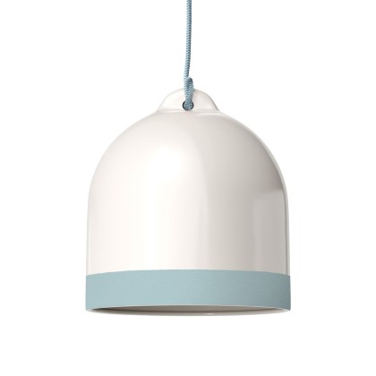 Campana M two-tone ceramic lampshade, Materia collection - Made in Italy - Glossy white - Light Blue