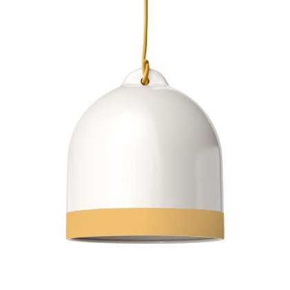 Campana M two-tone ceramic lampshade, Materia collection - Made in Italy - Glossy white - Yellow