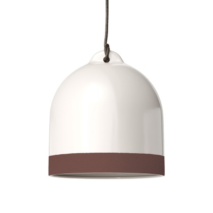 Campana M two-tone ceramic lampshade, Materia collection - Made in Italy - Glossy white - Brown