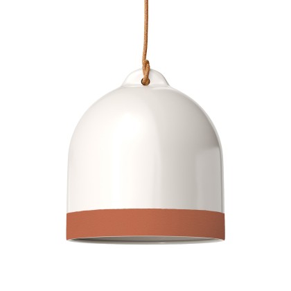 Campana M two-tone ceramic lampshade, Materia collection - Made in Italy - Glossy white - Terracotta