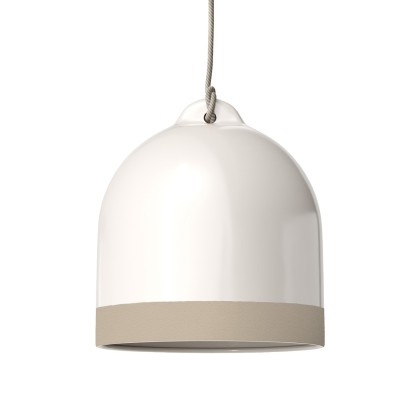 Campana M two-tone ceramic lampshade, Materia collection - Made in Italy - Glossy white - Dove-Gray