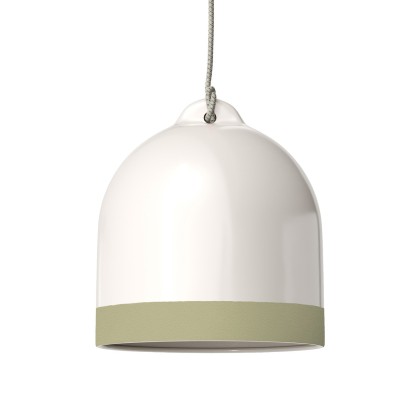 Campana M two-tone ceramic lampshade, Materia collection - Made in Italy - Glossy white - Sage green