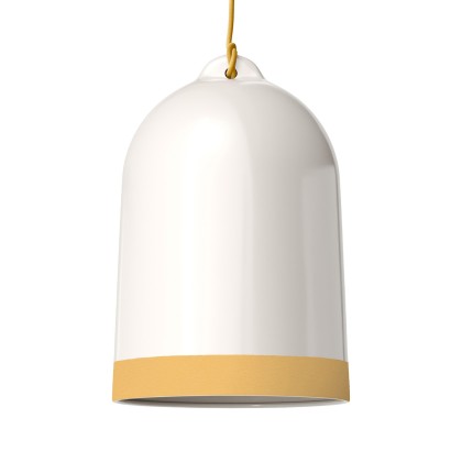 Campana XL two-tone ceramic lampshade, Materia collection - Made in Italy - Glossy white - Yellow