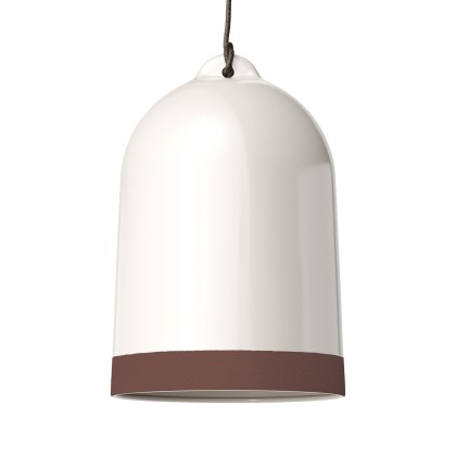 Campana XL two-tone ceramic lampshade, Materia collection - Made in Italy - Glossy white - Brown