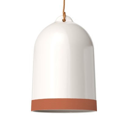 Campana XL two-tone ceramic lampshade, Materia collection - Made in Italy - Glossy white - Terracotta