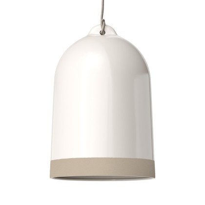 Campana XL two-tone ceramic lampshade, Materia collection - Made in Italy - Glossy white - Dove-Gray