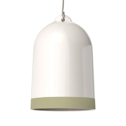 Campana XL two-tone ceramic lampshade, Materia collection - Made in Italy - Glossy white - Sage green