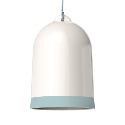 Campana XL two-tone ceramic lampshade, Materia collection - Made in Italy - Glossy white - Light Blue