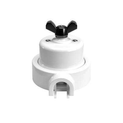 Switch/Diverter kit with butterfly nut and base for Creative-Tubes in white porcelain - Black