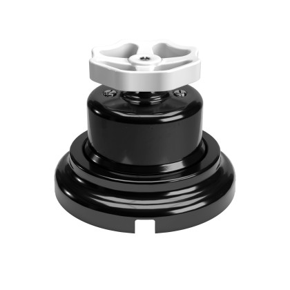 Switch/Diverter kit with knob and base in black porcelain