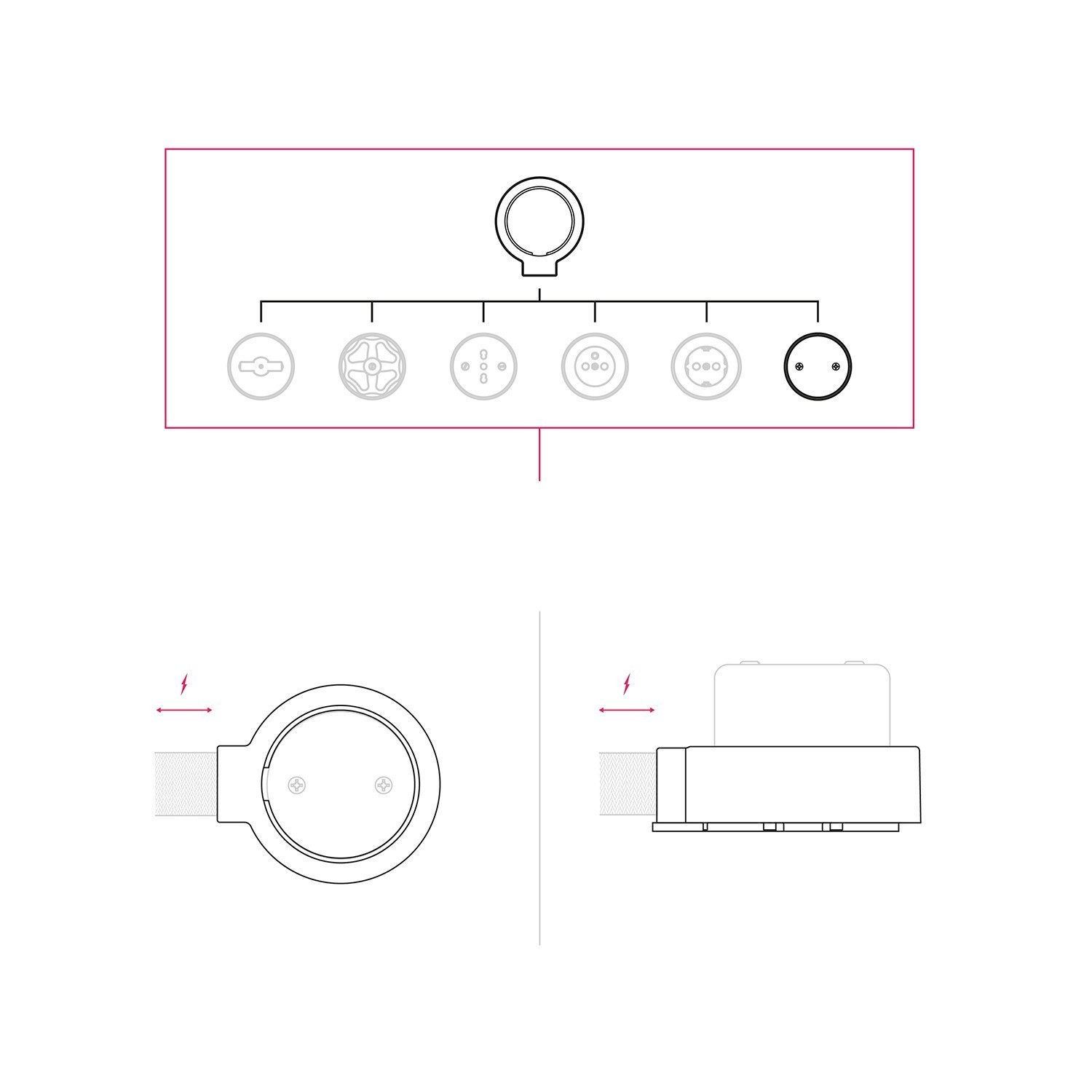 Junction box and base kit for porcelain Creative-Tubes