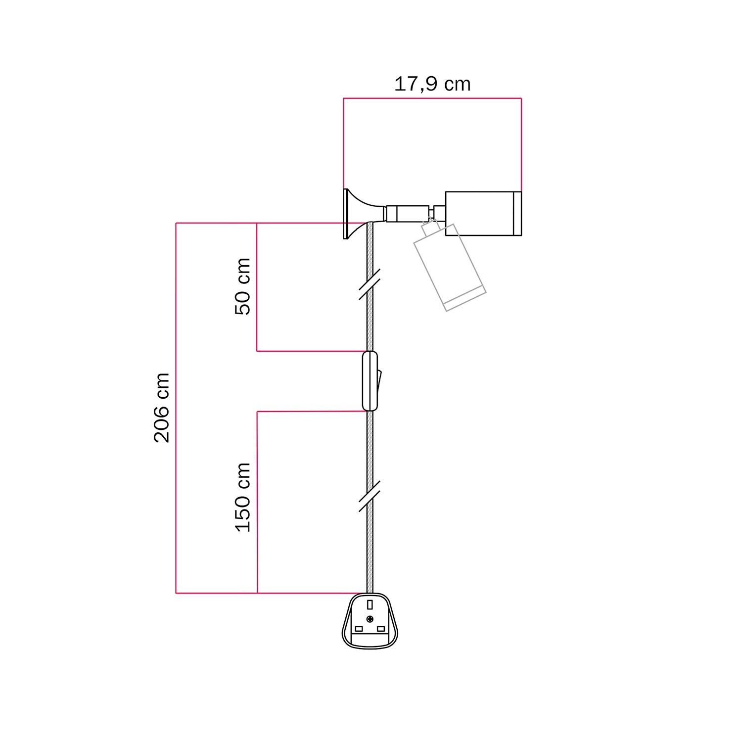 MAG-Y wall lamp with joint and spot light