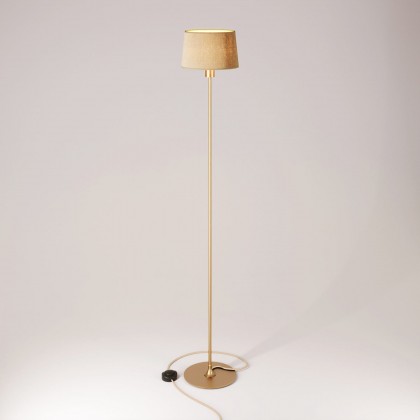 MAG-Y floor lamp with round metal base and Athena shade - Brushed bronze