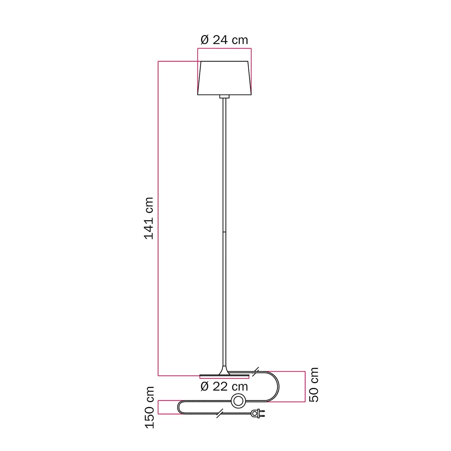 MAG-Y floor lamp with round metal base and Athena shade