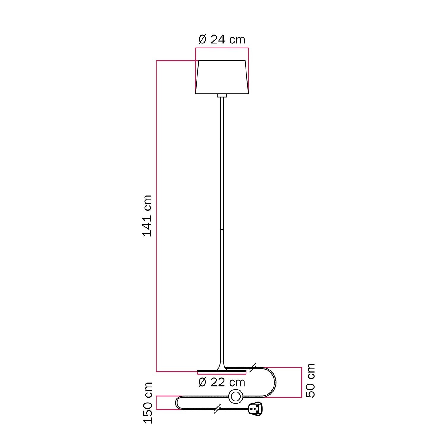 MAG-Y floor lamp with round metal base and Athena shade