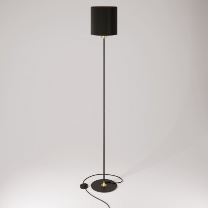 MAG-Y floor lamp with round metal base and Cilindro M shade - Brushed bronze