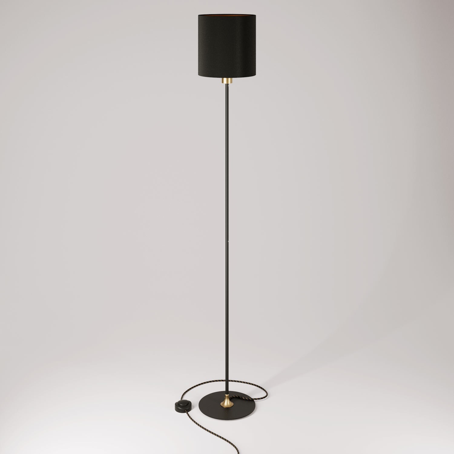 MAG-Y floor lamp with round metal base and Cilindro M shade