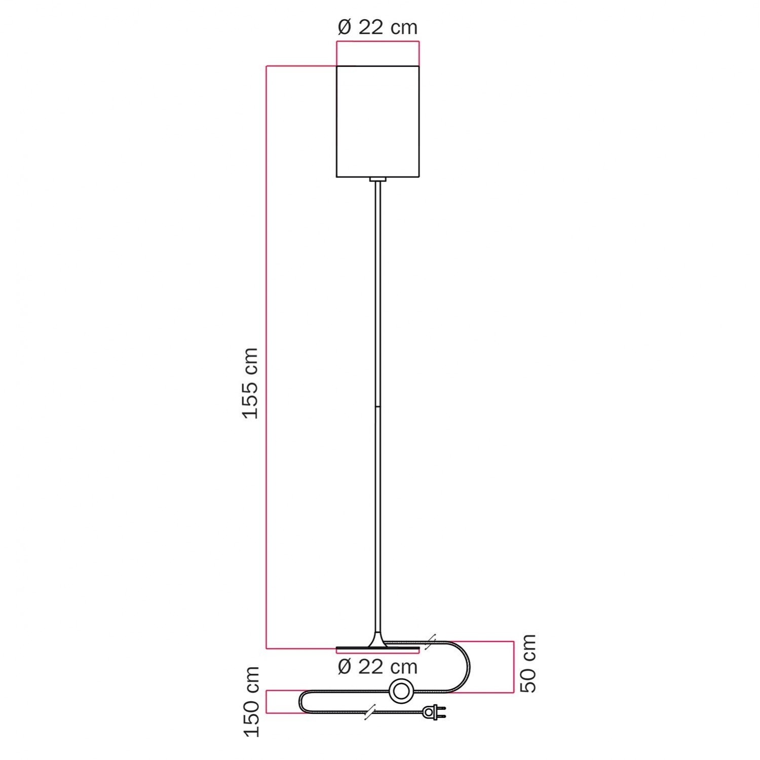 MAG-Y floor lamp with round metal base and Cilindro M shade