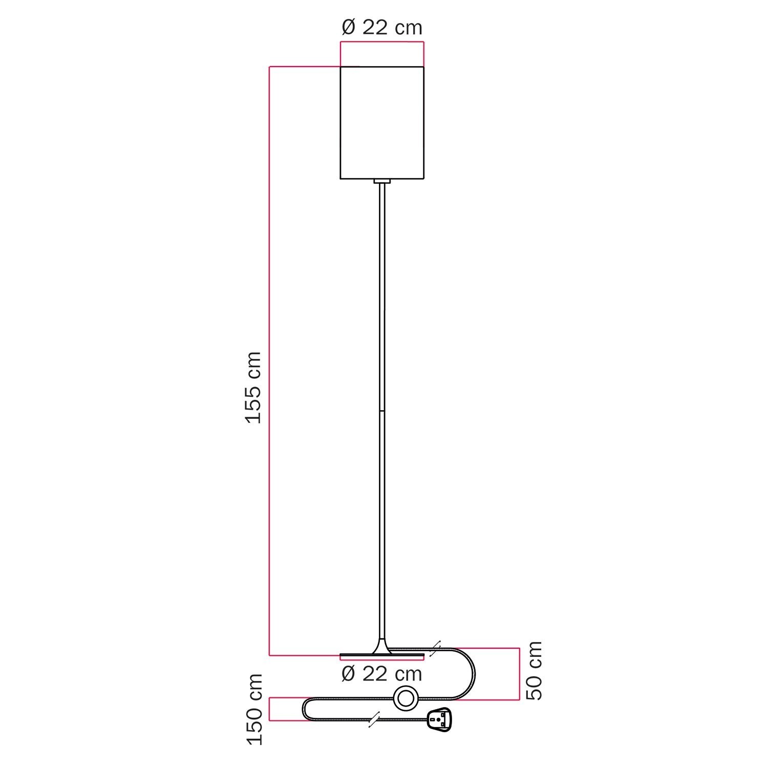 MAG-Y floor lamp with round metal base and Cilindro M shade