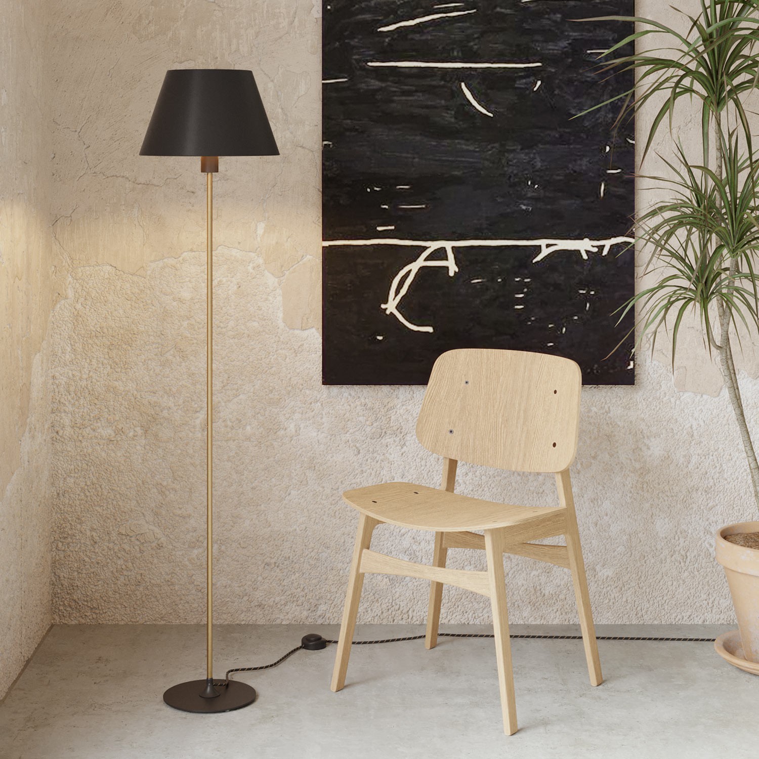 MAG-Y floor lamp with round metal base and shade Impero M