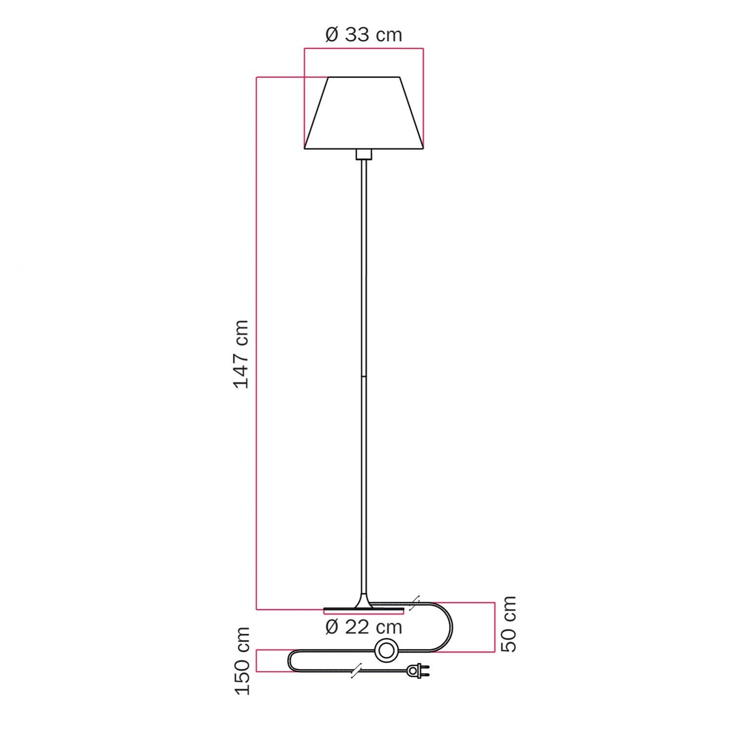 MAG-Y floor lamp with round metal base and shade Impero M