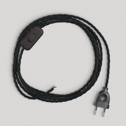 Wiring for lamp with black braided cable 1.80 m - Black