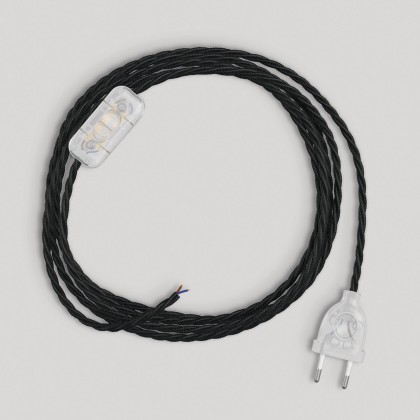 Wiring for lamp with black braided cable 1.80 m - Transparent