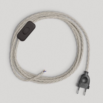 Wiring for lamp with white braided cable 1.80 m - Black