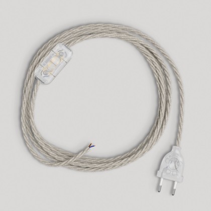 Wiring for lamp with white braided cable 1.80 m - Transparent