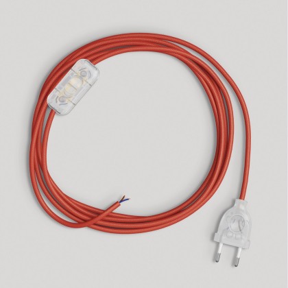 Wiring for lamp with bright red cable 1.80 m - Transparent