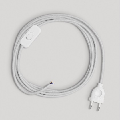 Wiring for lamp with white cotton cable 1.80 m - White