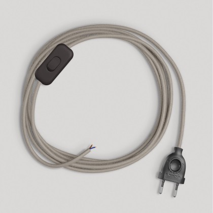 Wiring for lamp with dove-grey cotton cable 1.80 m - Black