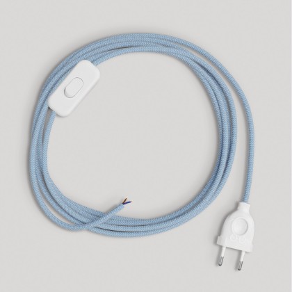 Wiring for lamp with blue Steward cotton cable 1.80 m - White