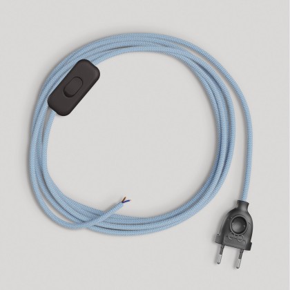 Wiring for lamp with blue Steward cotton cable 1.80 m - Black