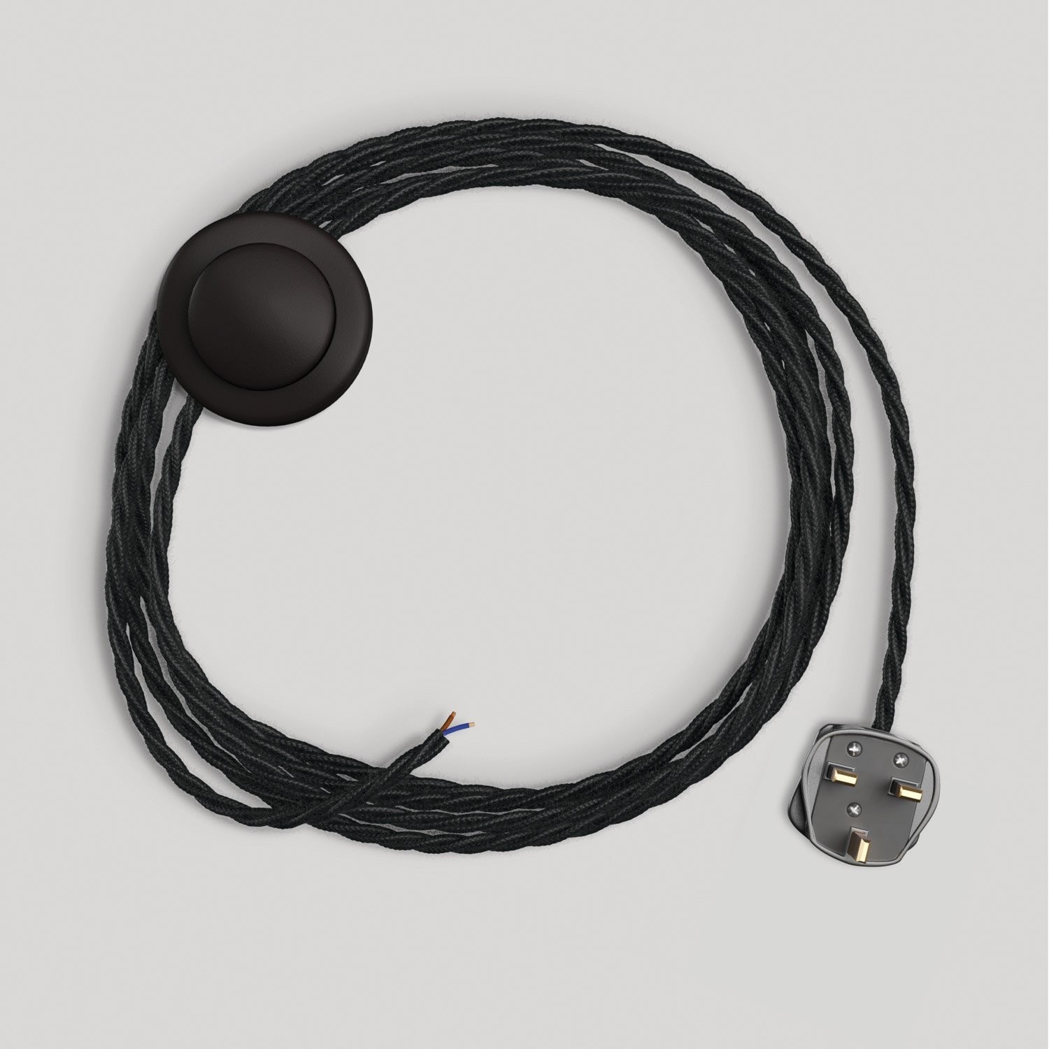 Wiring for lamp with black braided cable 3 m