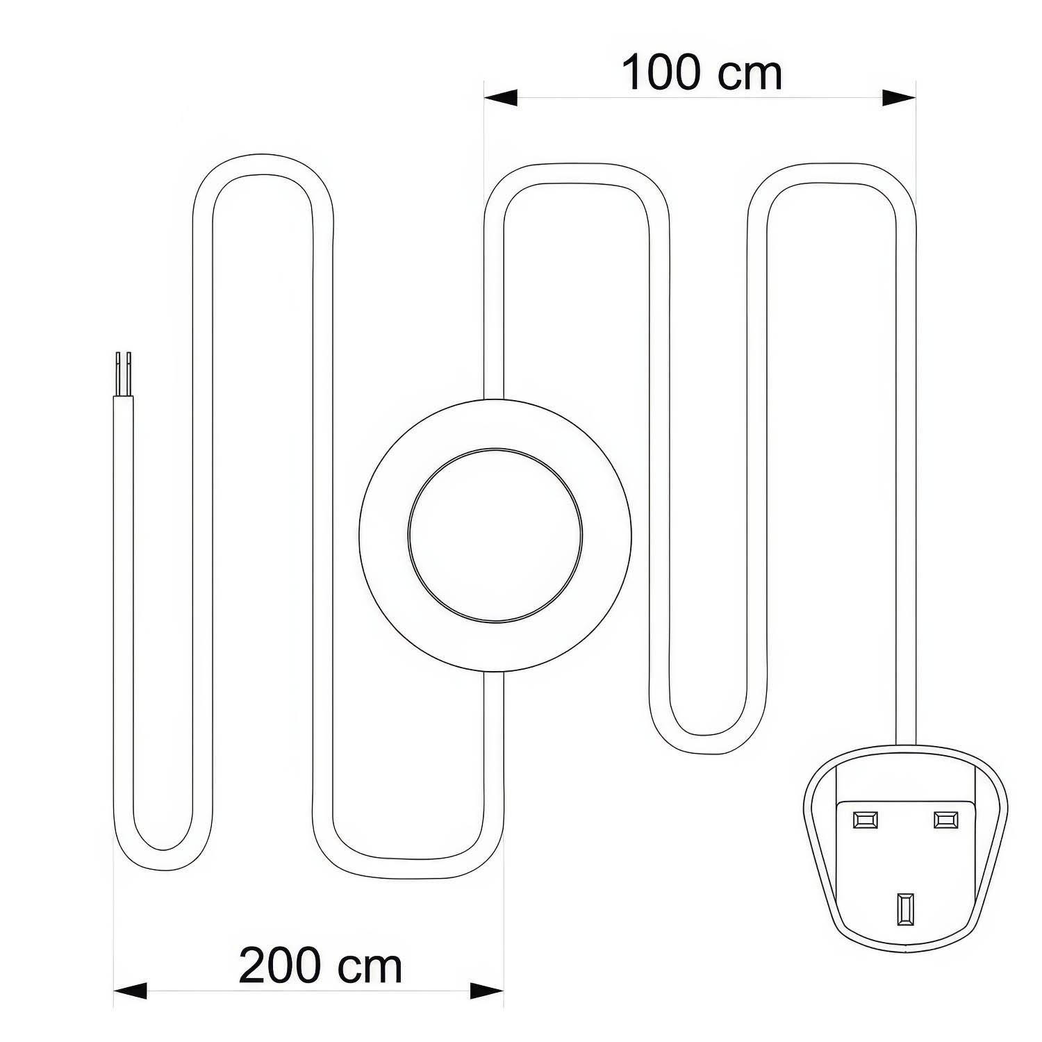 Wiring for lamp with black braided cable 3 m