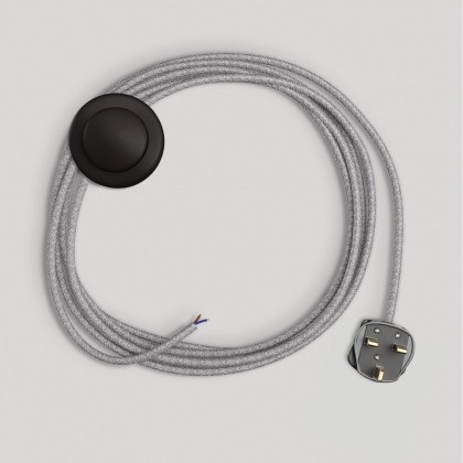 Wiring for lamp with grey linen cable 3 m