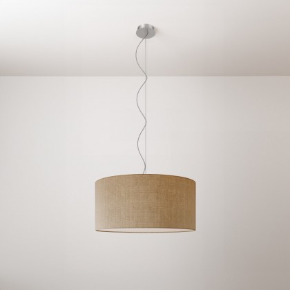 Cilindro Medium fabric pendant lamp with lampshade - Made in Italy - Taupe Arenal