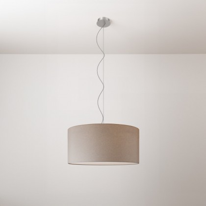 Cilindro Medium fabric pendant lamp with lampshade - Made in Italy - Light gray Camelot