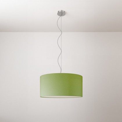 Cilindro Medium fabric pendant lamp with lampshade - Made in Italy - Pistachio green Cinette