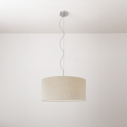 Cilindro Medium fabric pendant lamp with lampshade - Made in Italy - Light Jute